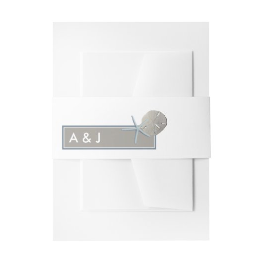 ヒトデとサンドドル – ビーチ結婚式 招待状ベリーバンド (正面例)