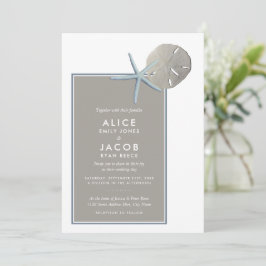 ヒトデとサンドドル – ビーチ結婚式 招待状