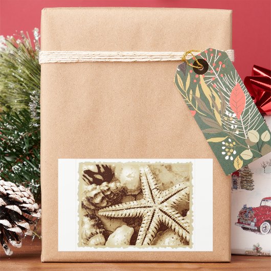 ヒトデとシーシェルのシール 長方形シール