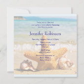 ヒトデとシーシェルのビーチの赤ちゃんシャワー 招待状 (正面)