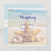 ヒトデとシーシェルのビーチ結婚式招待状 招待状 (正面/裏面)