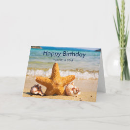 ヒトデとシーシェルのビーチ誕生日 カード