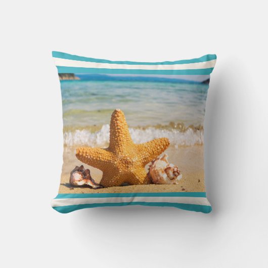 ヒトデとシーシェルのビーチ クッション (正面)