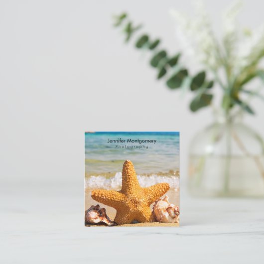 ヒトデとシーシェルのビーチ スクエア名刺 (スタンド正面)