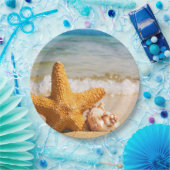 ヒトデとシーシェルのビーチ ペーパープレート (パーティー)