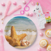 ヒトデとシーシェルのビーチ ペーパープレート (パーティー)