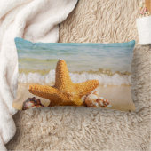 ヒトデとシーシェルのビーチ ランバークッション (ブランケット)