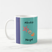 ヒトデとシーシェル海ビーチライフ コーヒーマグカップ (左)