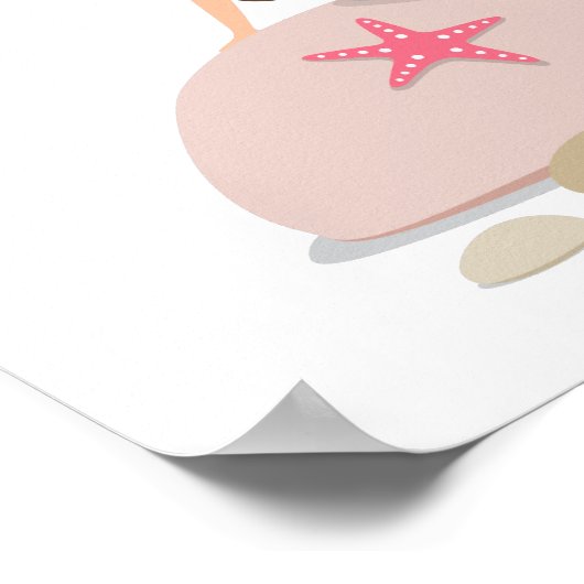 ヒトデとシーホースのポスターを使用した漫画の人魚 ポスター (角)