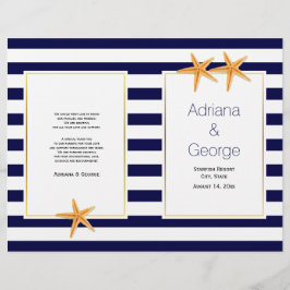 ヒトデとストライプビーチ結婚式折畳みプログラム