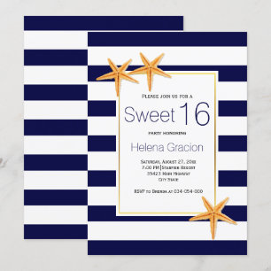 ヒトデとストライプビーチSweet sixteen 招待状