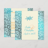 ヒトデとダマスクの結婚式招待状 招待状 (正面/裏面)