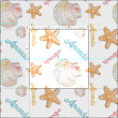 ヒトデとハマグリの貝殻ピンク色の黄色 ファブリック (タイル)