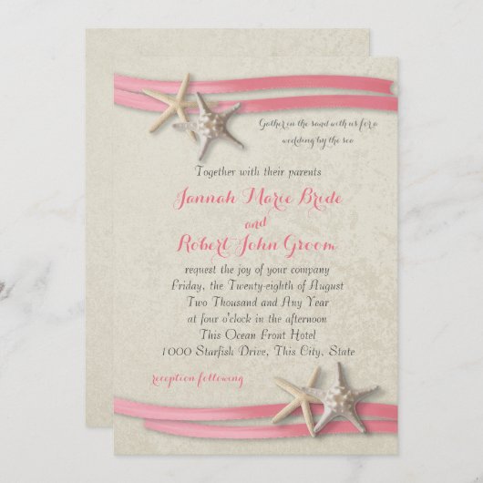 ヒトデとピンクリボン 招待状 (正面/裏面)