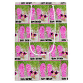 ヒトデとフリップフロップビーチ砂 ミディアムペーパーバッグ (裏面)