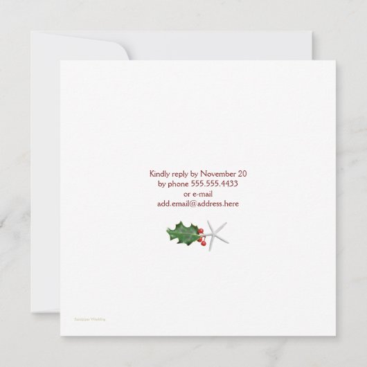 ヒトデとホリークリスマス結婚式招待状 招待状 (裏面)
