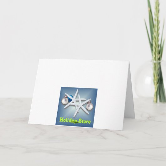 ヒトデとホリー熱帯写真クリスマスカード シーズンカード (裏面)