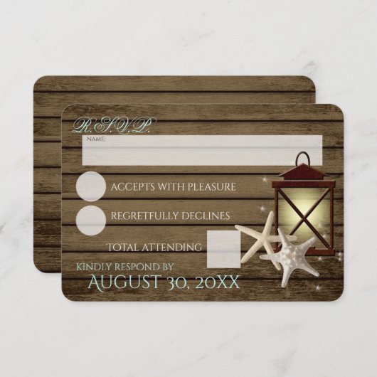 ヒトデとランタンの海木材の反応 出欠カード (正面/裏面)