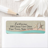 ヒトデとリボンの素朴ビーチ ラベル (インサイチュ)