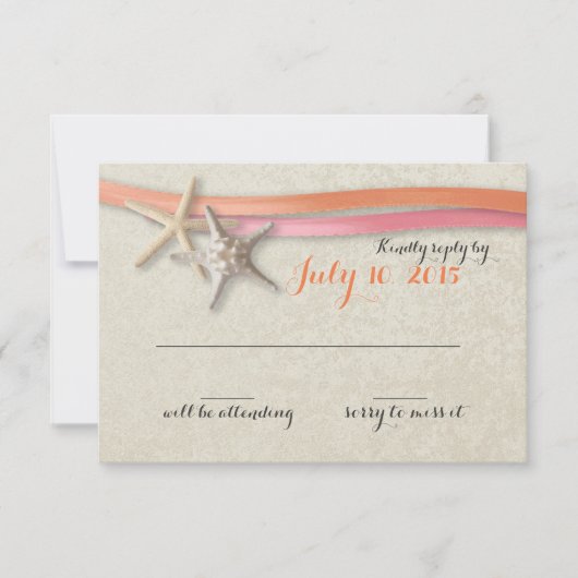 ヒトデとリボンサンゴとピンクの反応 出欠カード (正面)