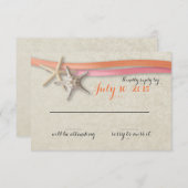 ヒトデとリボンサンゴとピンクの反応 出欠カード (正面/裏面)