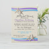 ヒトデとリボンパープルとブルーのブライダルシャワー 招待状 (スタンド正面)