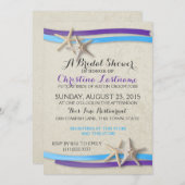 ヒトデとリボンパープルとブルーブライダルシャワー2 招待状 (正面/裏面)