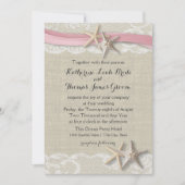 ヒトデとリボンビーチピンク 招待状 (正面)