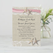 ヒトデとリボンビーチ ピンク 招待状 (スタンド正面)