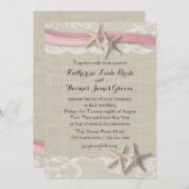 ヒトデとリボンビーチ ピンク 招待状 (正面/裏面)