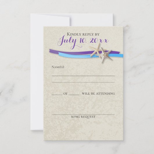 ヒトデとリボンDパープルブルービーチ反応 出欠カード (正面)