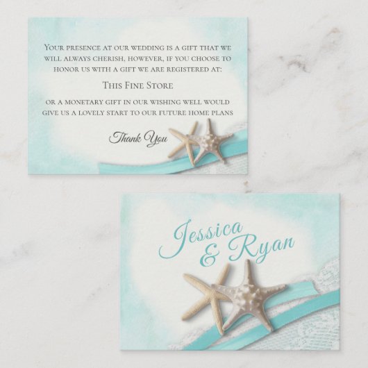 ヒトデとレースのヴィンテージビーチの願い エンクロージャーカード (正面/裏面)