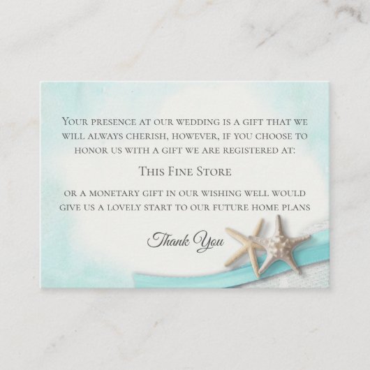 ヒトデとレースのヴィンテージビーチの願い エンクロージャーカード (正面)