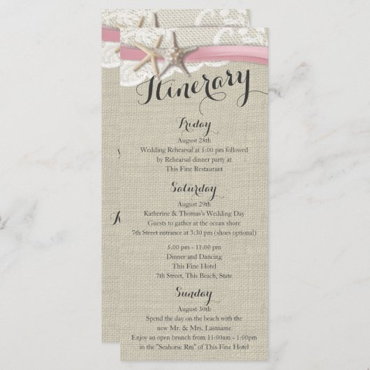 ヒトデとレースの素朴ビーチ結婚式 (正面/裏面)