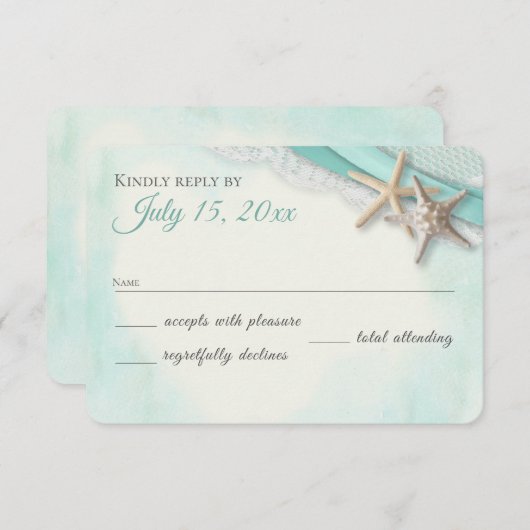 ヒトデとレースヴィンテージビーチ応答カード 出欠カード (正面/裏面)