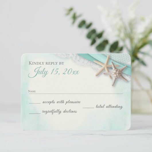 ヒトデとレースヴィンテージビーチ応答カード 出欠カード (スタンド正面)