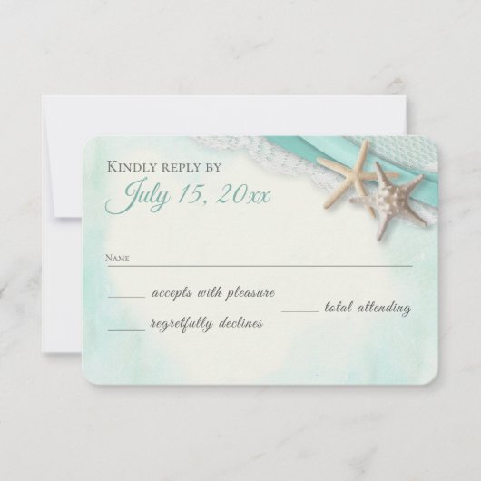 ヒトデとレースヴィンテージビーチ応答カード 出欠カード (正面)