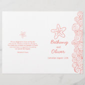 ヒトデと渦巻きサンゴの白い結婚式プログラム (正面)