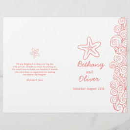 ヒトデと渦巻きサンゴの白い結婚式プログラム