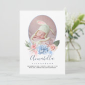 ヒトデと熱帯ビーチフローラフォトベビー誕生 案内状 (スタンド正面)