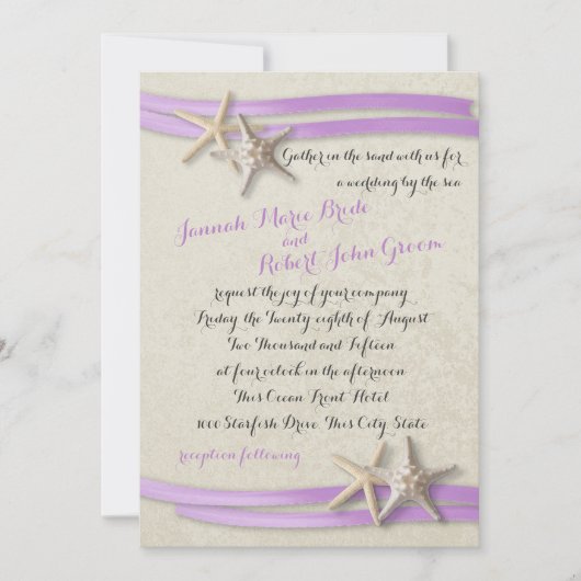 ヒトデと紫のリボン 招待状 (正面)