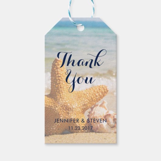 ヒトデと貝のビーチありがとう ギフトタグ (正面)