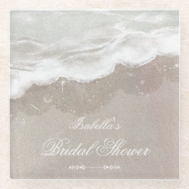 ヒトデと貝殻のトロピカルビーチ ブライダルシャワー ガラスコースター