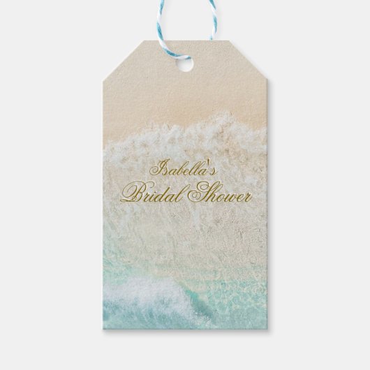 ヒトデと貝殻のトロピカルビーチ ブライダルシャワー ギフトタグ (正面)