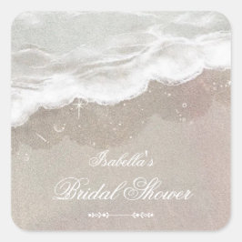 ヒトデと貝殻のトロピカルビーチ ブライダルシャワー スクエアシール