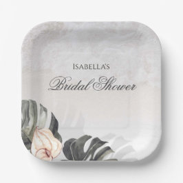 ヒトデと貝殻のトロピカルビーチ ブライダルシャワー ペーパープレート