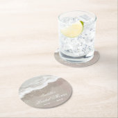 ヒトデと貝殻のトロピカルビーチ ブライダルシャワー ラウンドペーパーコースター (インサイチュ)