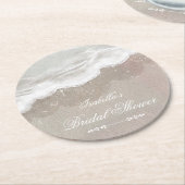 ヒトデと貝殻のトロピカルビーチ ブライダルシャワー ラウンドペーパーコースター (アングル)