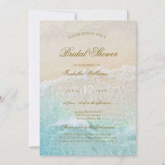 ヒトデと貝殻のトロピカルビーチ ブライダルシャワー 招待状 (正面)