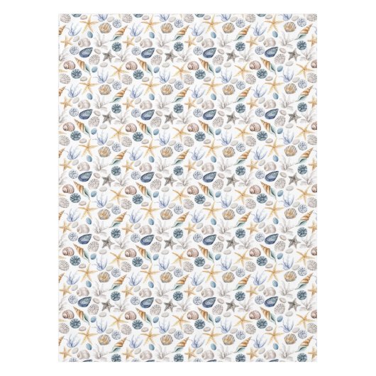 ヒトデと貝殻模様 テーブルクロス (正面)